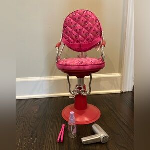 Our Generation Pink Doll Salon Chair with Accessories